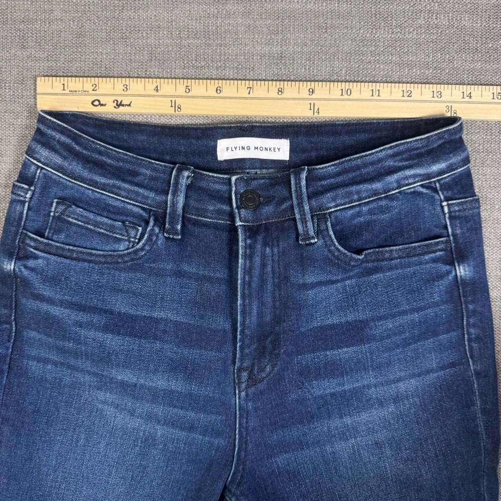 Flying Monkey Womens 27 High Rise Skinny Jeans Dark Wash Ankle Slit NWOT - Picture 6 of 9